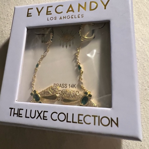 Eye Candy Los Angeles Luxe Collection Green Crystal Statement Earrings NIB!. - Picture 8 of 9